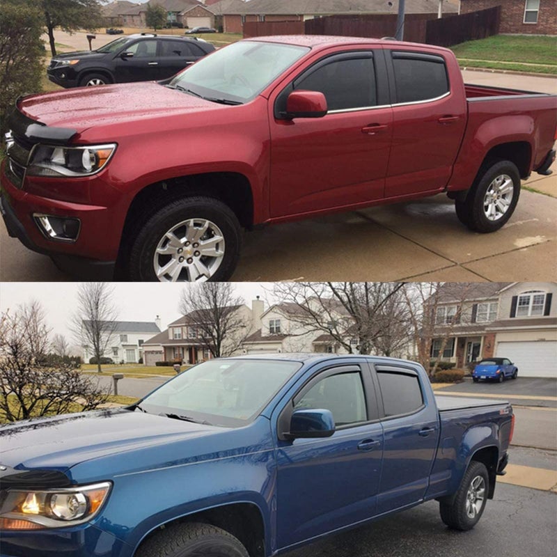 Lightronic Extra Durable Clip-on in-Channel Auto Vent Window Visor, Fits 2015-2022 Chevrolet Colorado & GMC Canyon, Crew Cab, UV Protection Rain Guard, Original Wind Deflector, Dark Smoke, 4-Pcs - Image 4